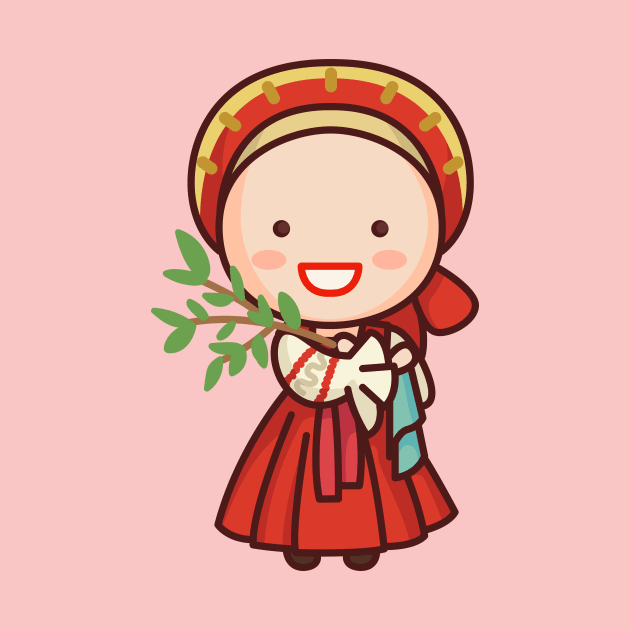 Cute Traditional Russian Village Girl Cartoon by SLAG_Creative