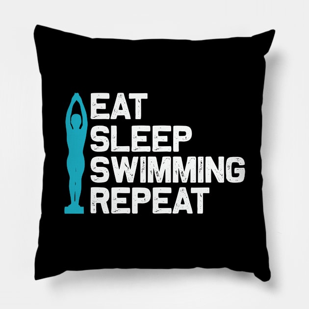 Swimming - Eat sleep Pillow by APuzzleOfTShirts