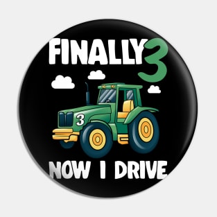 Kids Finally 3 3rd Birthday Gift Boy Tractor Pin