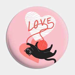 Knitting Love Cat for Cat Lovers Pin
