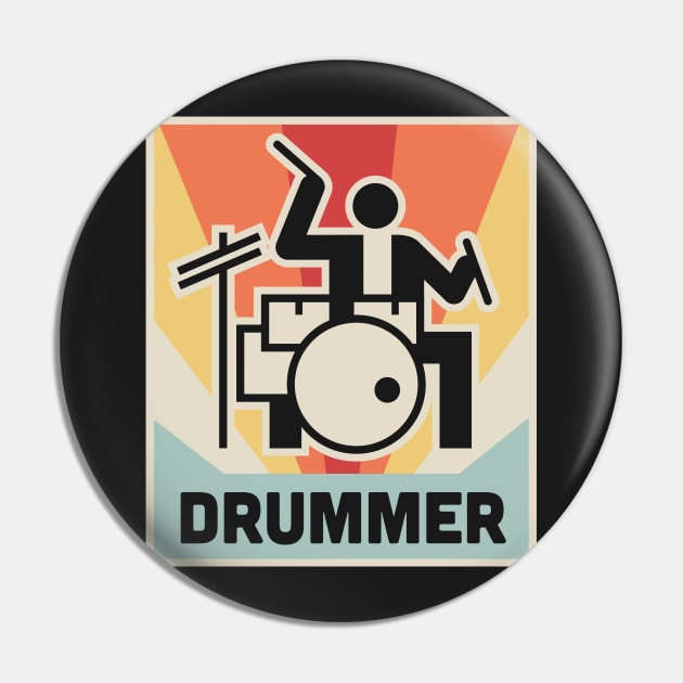 Vintage 70s Drummer Design Pin by MeatMan