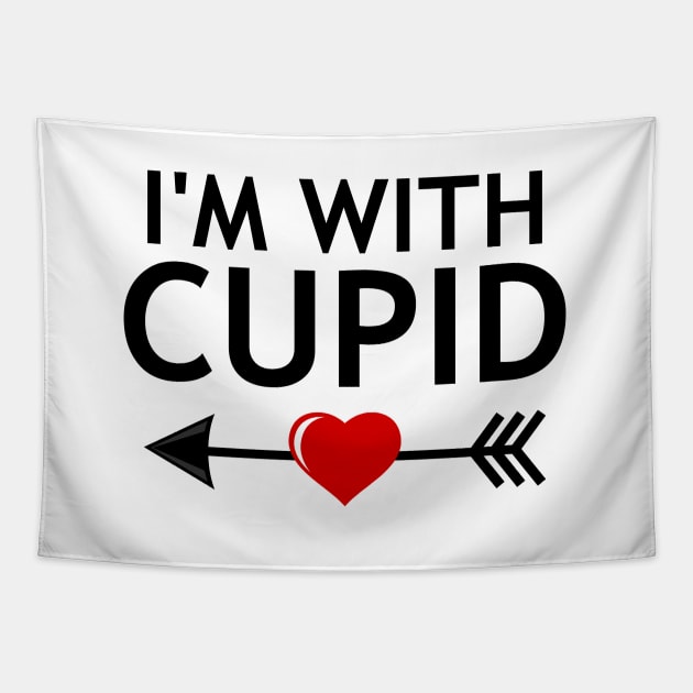 'I'm With Cupid' Funny Valentine's Design Tapestry by DavidSpeedDesign