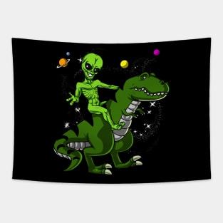 Space Alien Riding T-Rex Dinosaur Tapestry