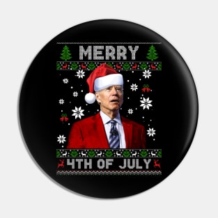 Merry 4th Of July Funny Joe Biden Christmas Ugly Sweater Pin