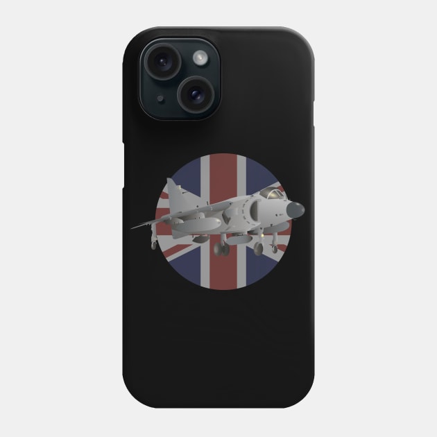 Sea Harrier Jet Fighter with UK Flag Phone Case by NorseTech