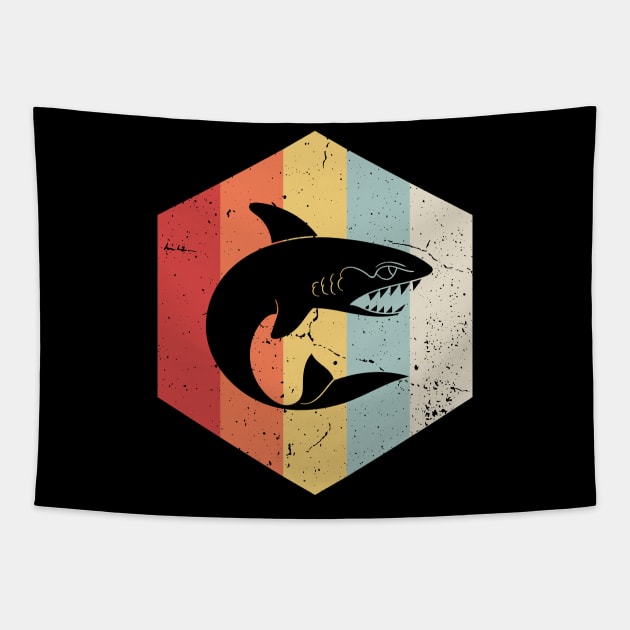 Hungry Shark Retro Vintage Tapestry by Daytone