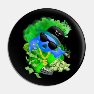 GREEN MAN BLUE EMOJI FACE DESIGN Pin