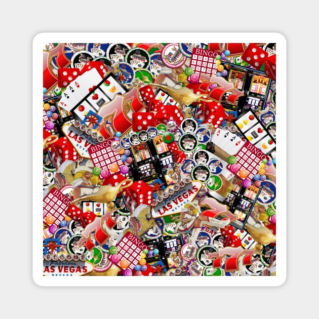 Gamblers Delight - Las Vegas Icons Magnet by Gravityx9