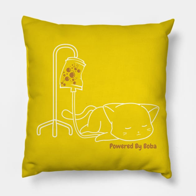 Boba Powered kitty Pillow by Artist usha