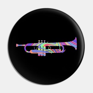 Trumpet Silhouette: Rainbow Swirl Pin