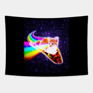 Rainbow Laser Eyes Galaxy Cat Riding Taco Tapestry