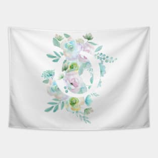 Botanical alphabet O green and purple flowers Tapestry