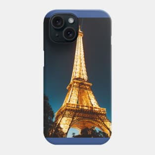 Eiffel Tower lit up at night in Paris France beautiful picture of The Iron Lady in lights Phone Case