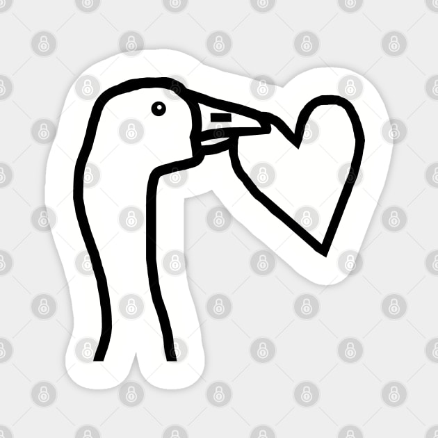 Portrait of a Gaming Goose Stealing a Heart Valentines Day Line Drawing Magnet by ellenhenryart