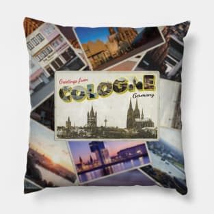 Greetings from Cologne in Germany vintage style retro souvenir Pillow