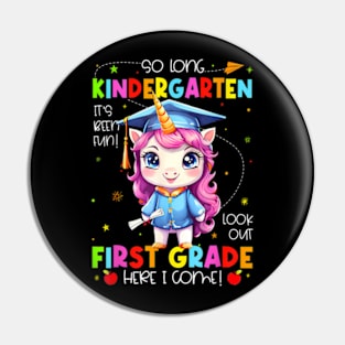 Unicorn So Long Kindergarten Graduation Last Day Of School Pin