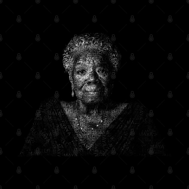 Maya Angelou Portrait with all her book titles - 05 by SPJE Illustration Photography