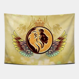 Wonderful lion head with wings and crown Tapestry