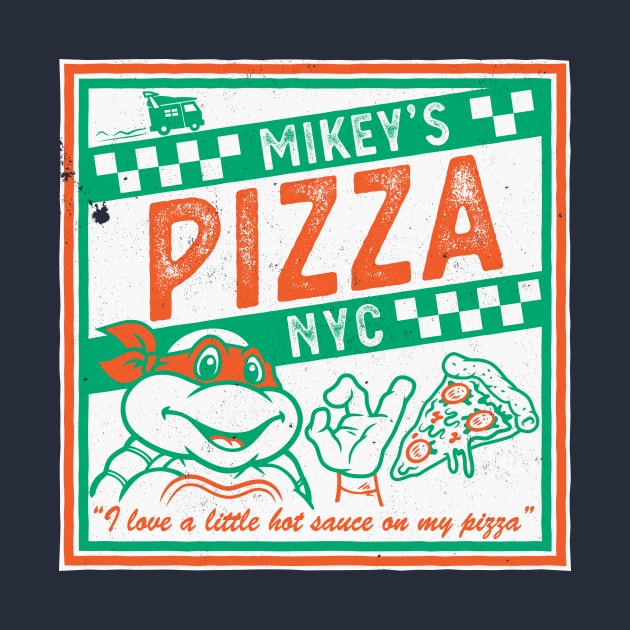 Mikey's Ninja Turtles Pizza Takeout - I like a little Hot Sauce - Retro 90s Comic by Nemons