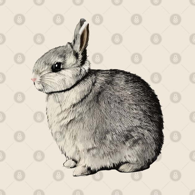 Vintage Rabbit Chubby Furry Pet Bunny Mom by wigobun