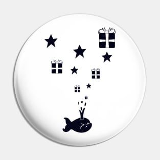 Christmas Whale Spouting Gifts Pin