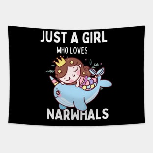 Just A Girl Who Loves Narwhals Tapestry