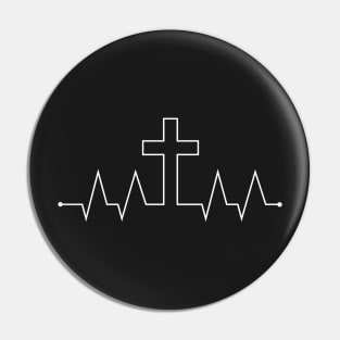 Cross & Heartbeat – Christian Band Pin