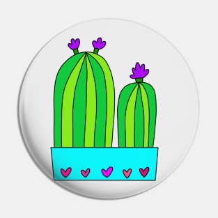 Cute Cactus Design #20: 2 Flower Comb Cacti Pin