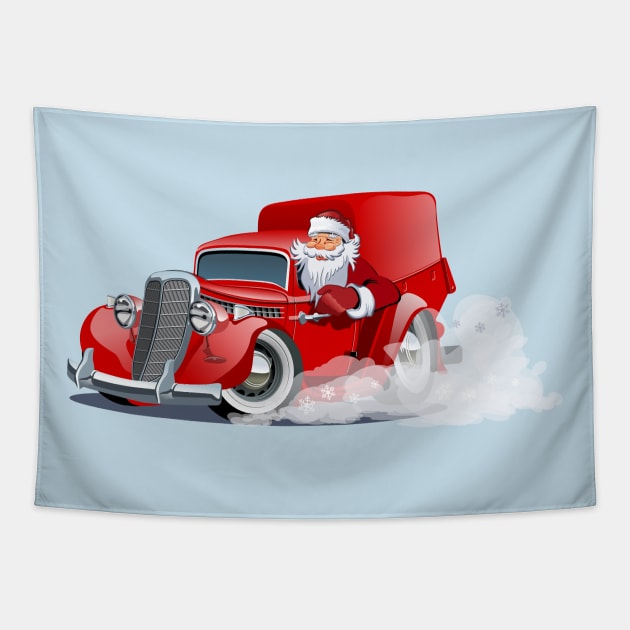 Cartoon Christmas truck Tapestry by Mechanik