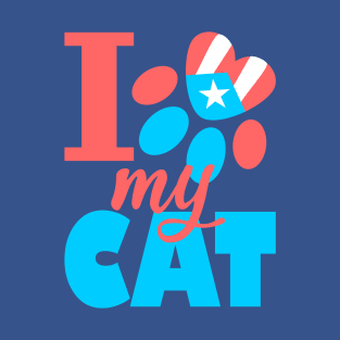 Puerto Rico I Love my Cat Flag Pet Paw Boricua T-Shirt