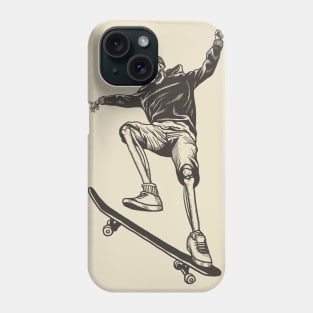 Skateboard Skeleton Linocut. hoodie and Phone Case