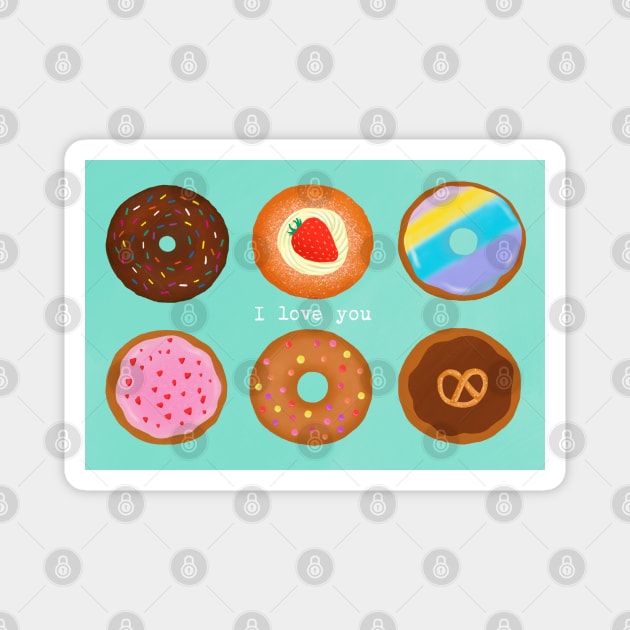 This is a beautiful drawing of a box of donuts. What is your favourite? I love strawberry and fresh cream donuts. Magnet by lonelychiwawa