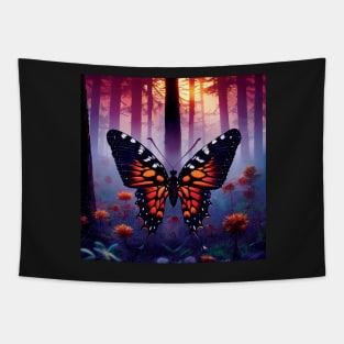 Monarch Butterfly and Flowers Tapestry