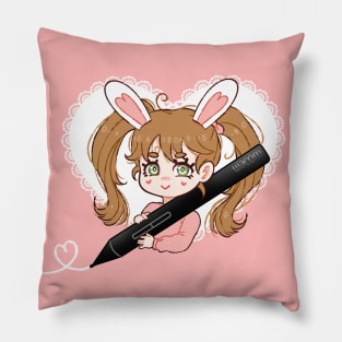 Kawaii girl with wacom pencil Pillow