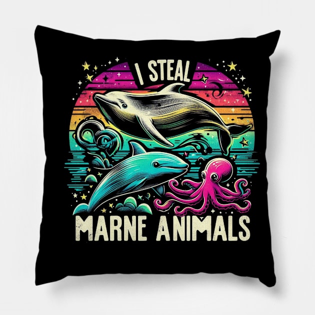 I Steal Marine Animals Pillow by unn4med