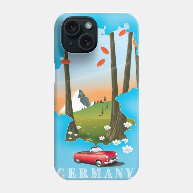 Germany map travel poster Phone Case by nickemporium1