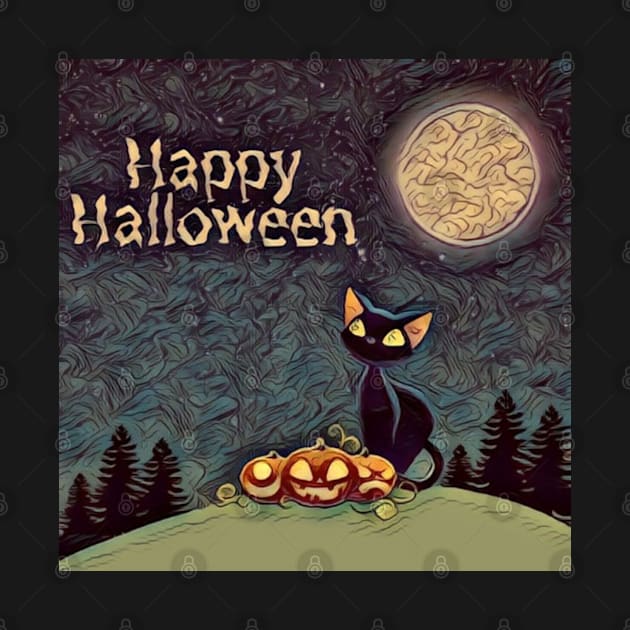 Happy Halloween Black Cat Design by Del Vecchio Designed 