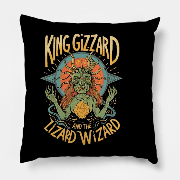 Lizard Wizard Pillow by Aldrvnd