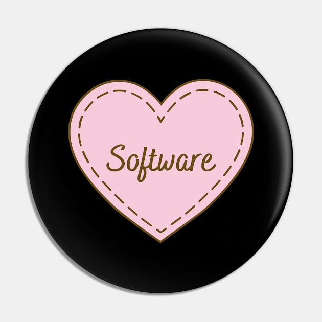 I Love Software Simple Heart Design Pin by Word Minimalism