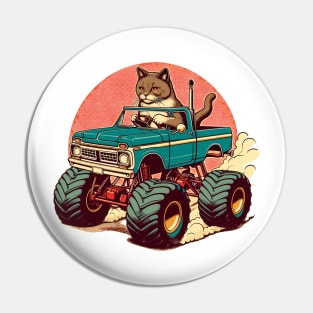 Cat Driving A Monster Truck Pin