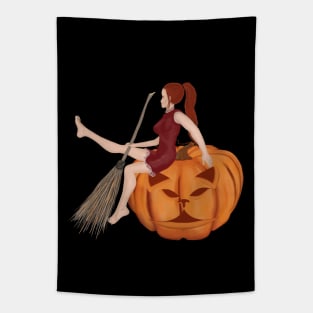 Witch and pumpkin Tapestry