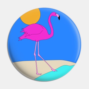 Pink Flamingo Testing the Waters Pin