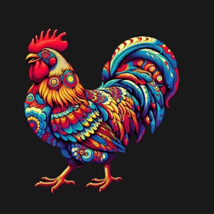 colorful psychedelic rooster T-Shirt