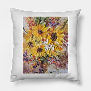 Sun Flower Love, Sun Flowers, Abstract Flowers, Yellow Flowers, Sun Flower Painting, Floral Decor, Yellow Flowers Decor Pillow