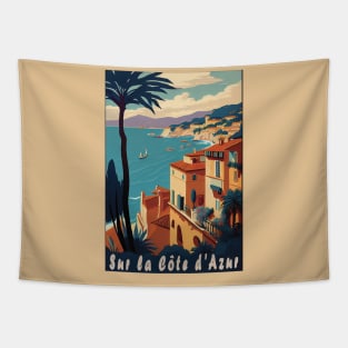 Sur la Cote d Azur vintage travel poster Tapestry