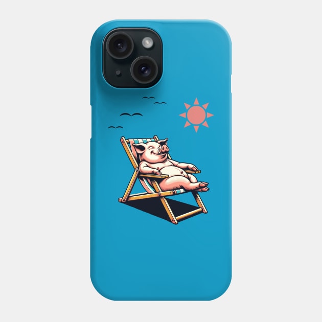 Piggy laying on a beach chair Phone Case by Art_Boys