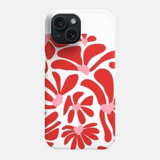 Retro Whimsy Daisy Hearts- 70s Flower Power- Red Pink Valentine Floral Phone Case