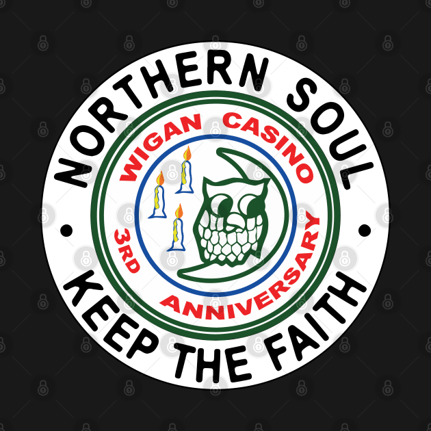 Northern Soul Badges, Wigan Keep The Faith by Surfer Dave Designs