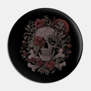 Rest in Leaves - Dark Skull Flowers Nature Goth Gift Pin