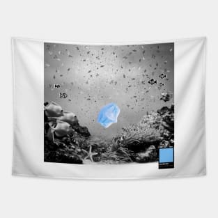 OCEAN BLUE - black full  by COLORBLIND WorldView Tapestry